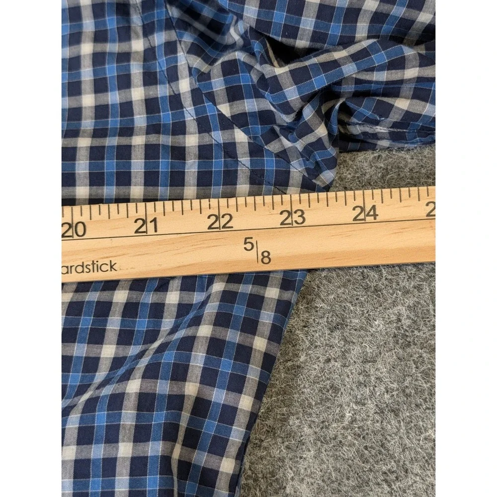Banana Republic Men's L Soft Wash Tailored Slim Fit Shirt Blue Plaid Long Sleeve